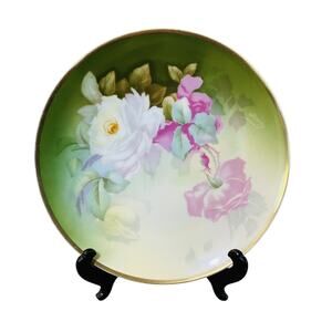 Antique Thomas Sevres Bavaria Hand Painted Floral Cabinet Plate 9”